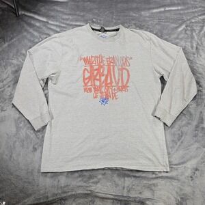 Marithe Francois Girbaud Shirt Mens 4XL Gray Graphic Long Sleeve Crew Neck 90s